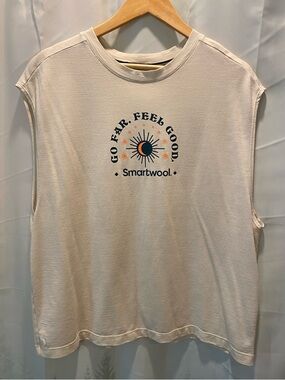 Smartwool Cream Graphic Oversized Sleeveless Tee